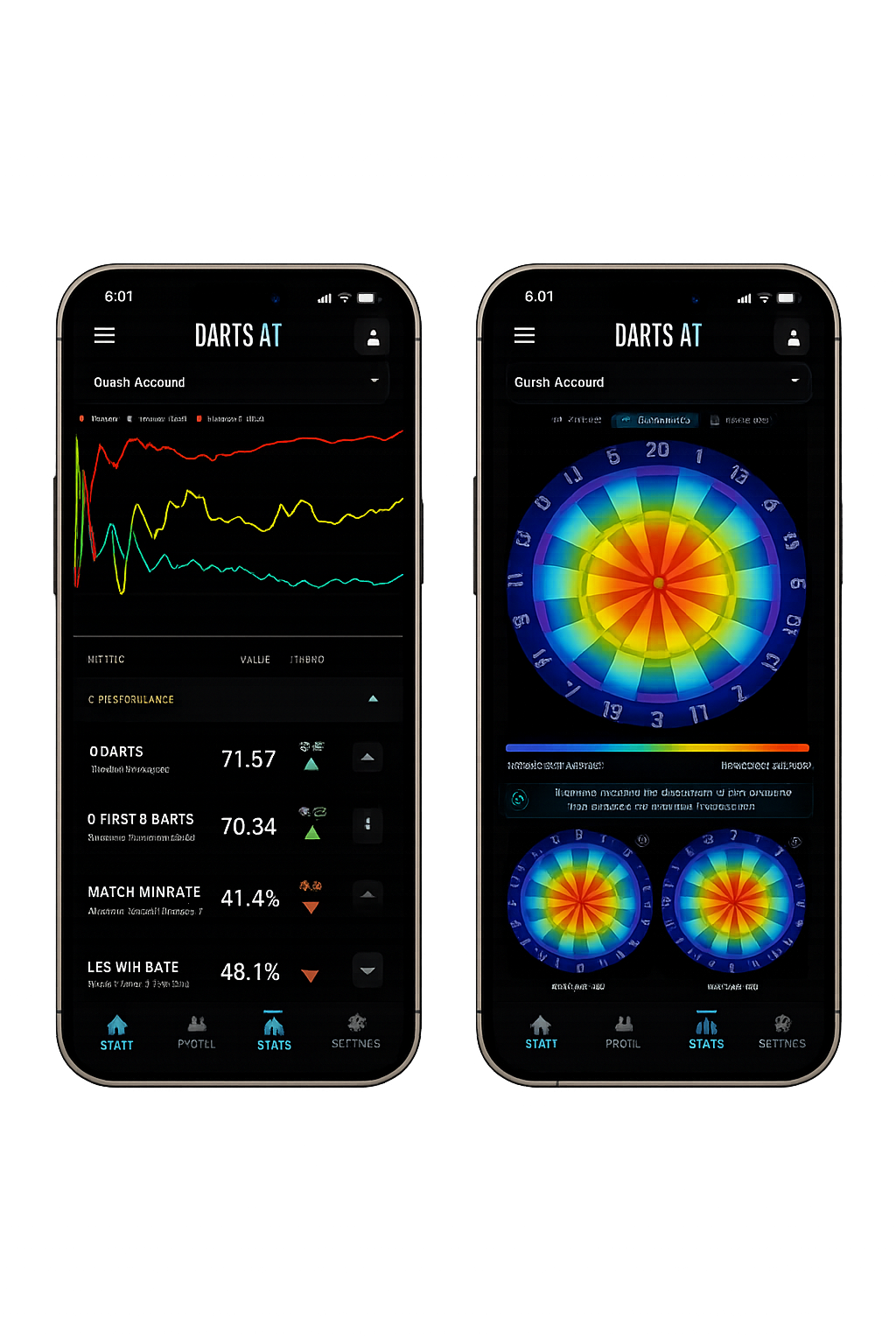 DartsAI dart statistics app with heatmaps and performance analytics